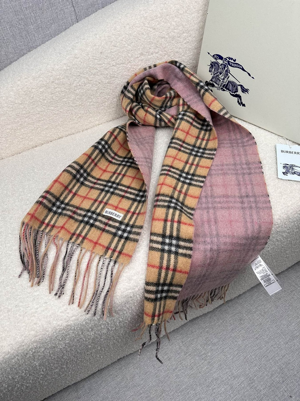 Burberry Reversible Fringed Plaid Scarf