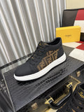 Fendi Patterned-Panel Lace-Up Sneakers