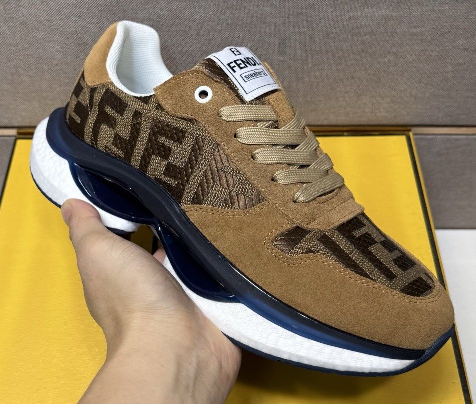Fendi Men's Monogram Panel Low-Top Sneakers
