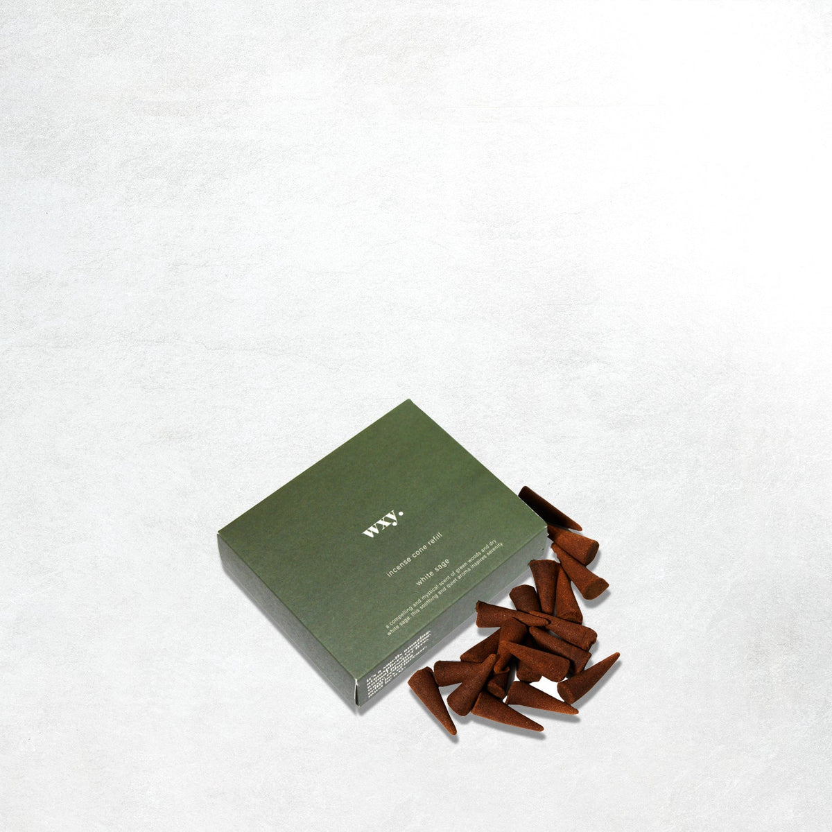 wxy. incense cones refill - white sage - green