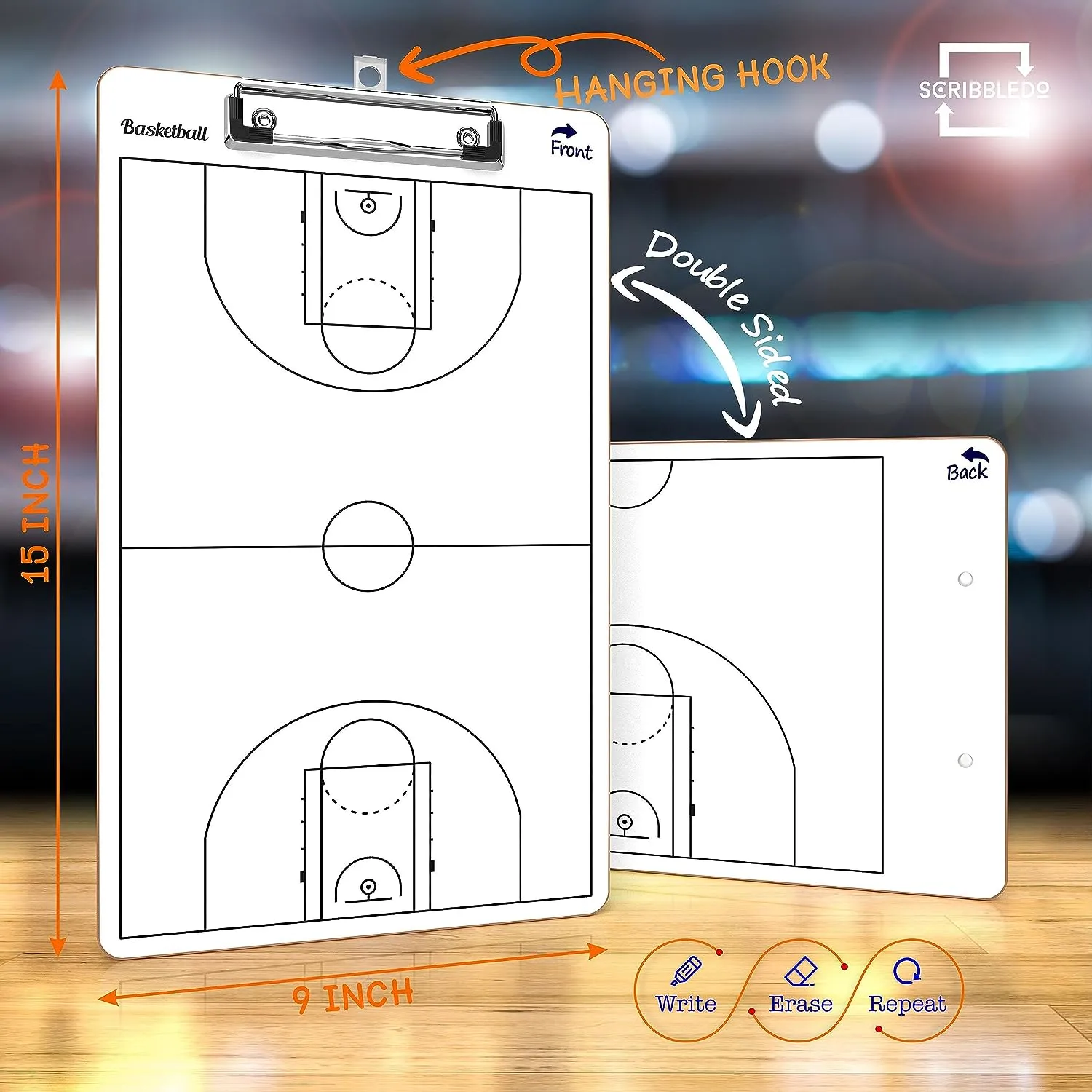 Basketball Dry Erase Clipboard 15"x9"