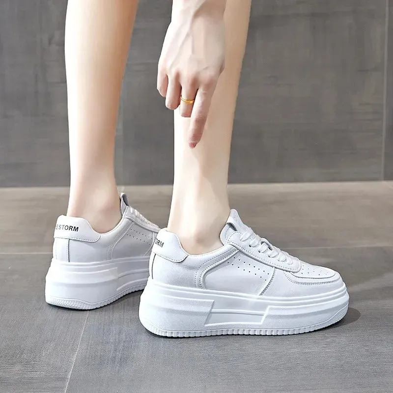 Casual White Platform Sneakers for Women