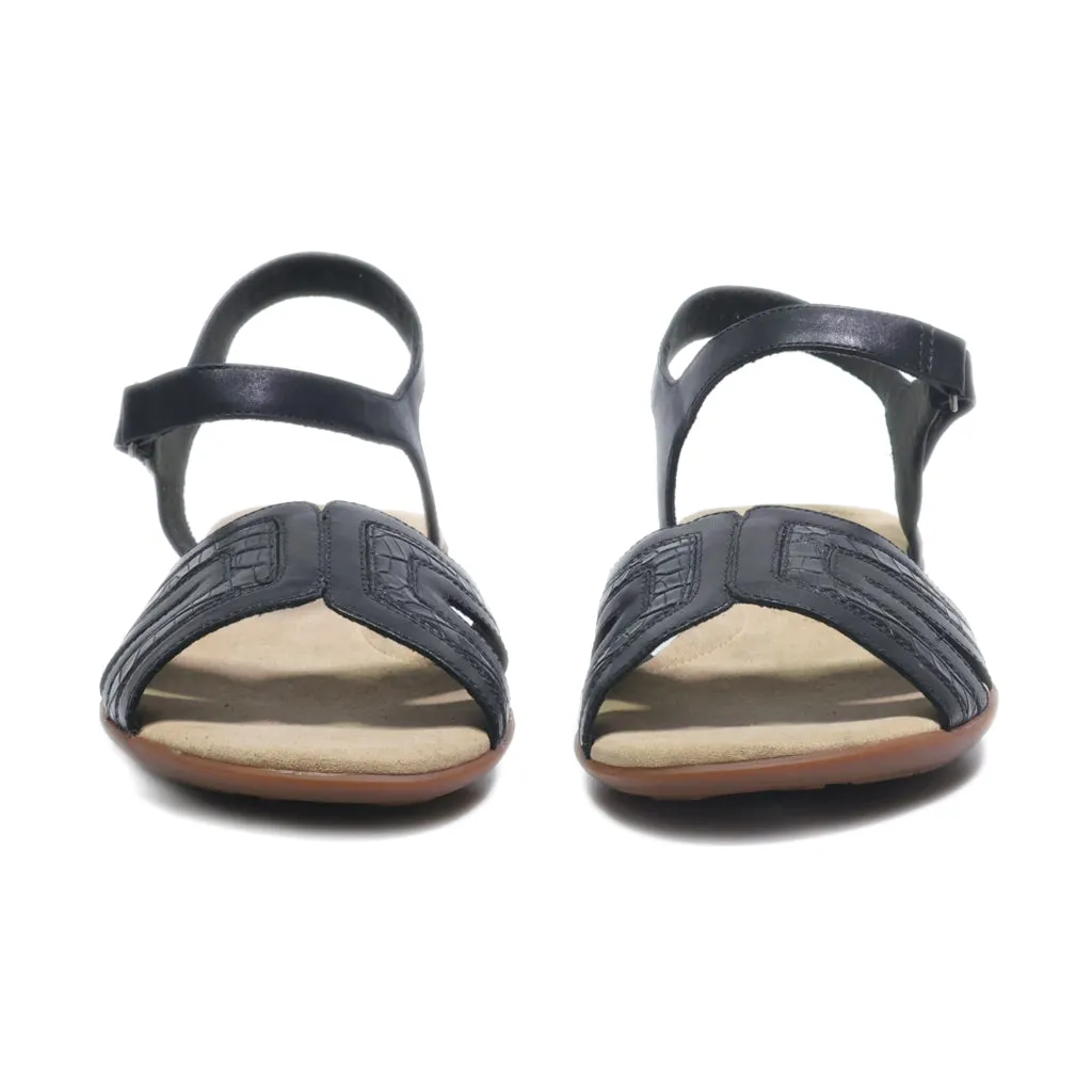 Clarks Flat Sandals Leather Black Colour For Women