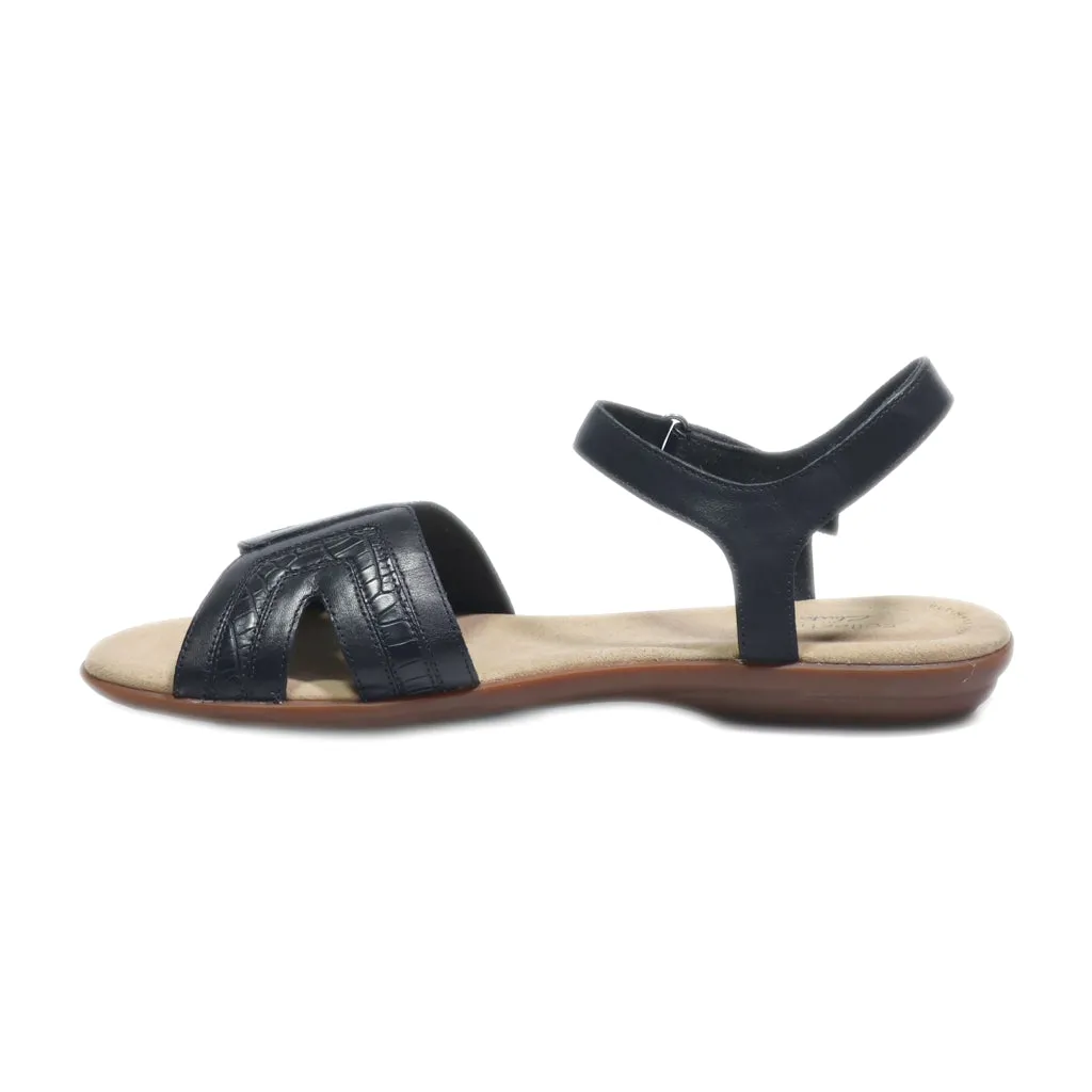 Clarks Flat Sandals Leather Black Colour For Women