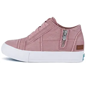 JENN ARDOR Women's Fashion Sneakers Hidden Wedges High Top Zipper Elastic Platform Sneakers Ladies Walking Casual Canvas Slip On Comfortable Shoes A-Pink