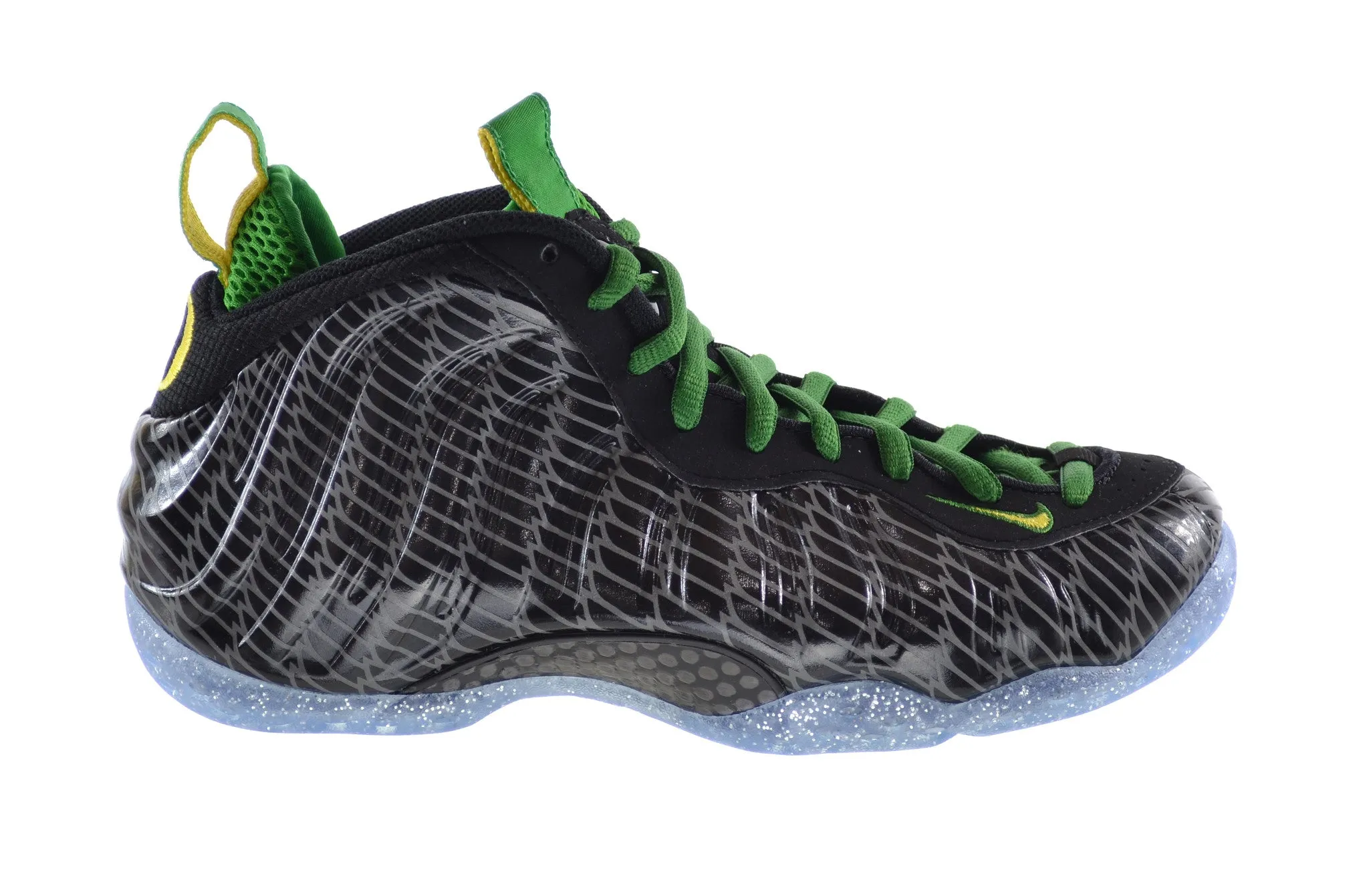 Nike Air Foamposite One PRM UO QS "Oregon Ducks" Men's Basketball Shoes Black/Yellow-Apple Green-Silver