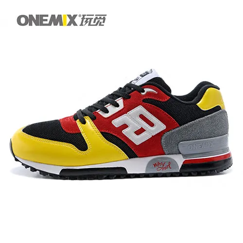 ONEMIX New Mens Genuine Leather Fabric Retro Slow Running Shoes Sneakers Sports Shoes for Men Shoes men athletic shoes