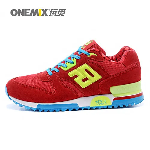 ONEMIX New Mens Genuine Leather Fabric Retro Slow Running Shoes Sneakers Sports Shoes for Men Shoes men athletic shoes