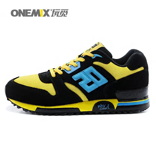 ONEMIX New Mens Genuine Leather Fabric Retro Slow Running Shoes Sneakers Sports Shoes for Men Shoes men athletic shoes