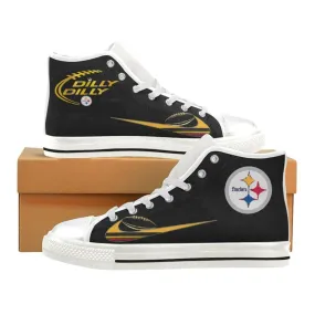 Pittsburgh steelers High Top Shoes Black White Men Women Kids| Nfl Dilly Dilly steelers High-top Sneakers