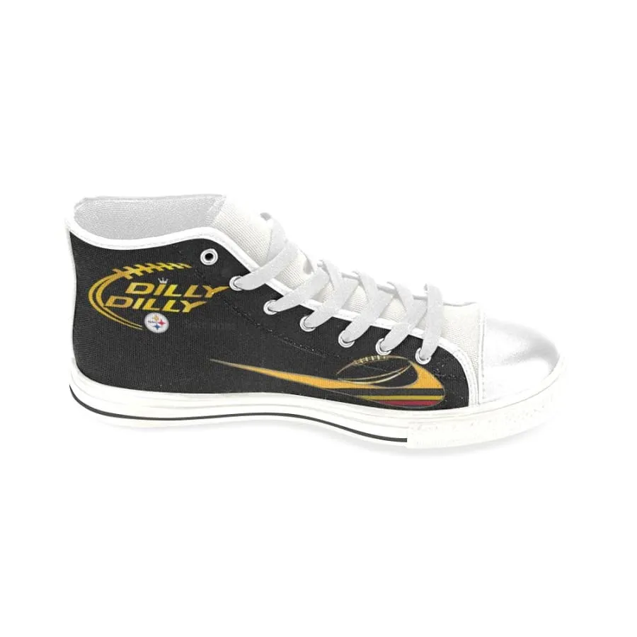 Pittsburgh steelers High Top Shoes Black White Men Women Kids| Nfl Dilly Dilly steelers High-top Sneakers