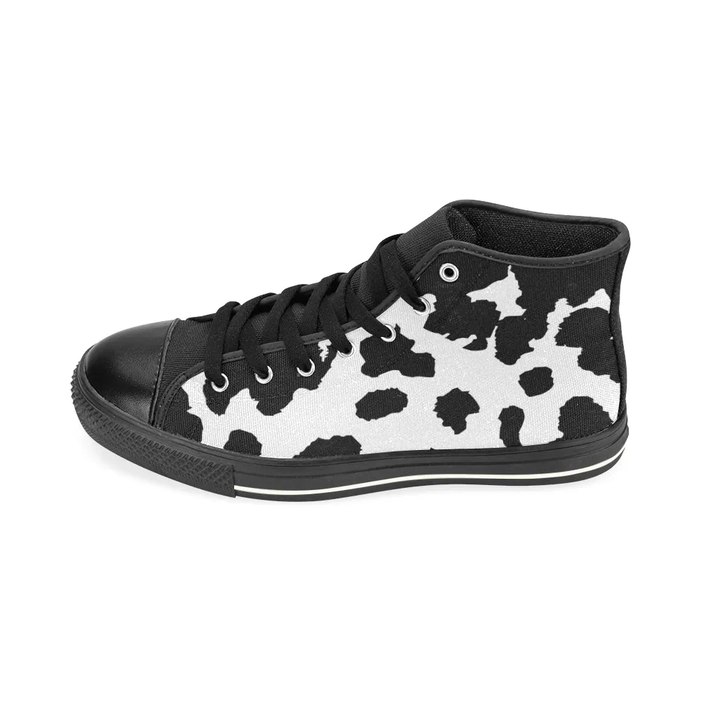 Women's Big Size B/W Cow Print High Top Canvas Shoes