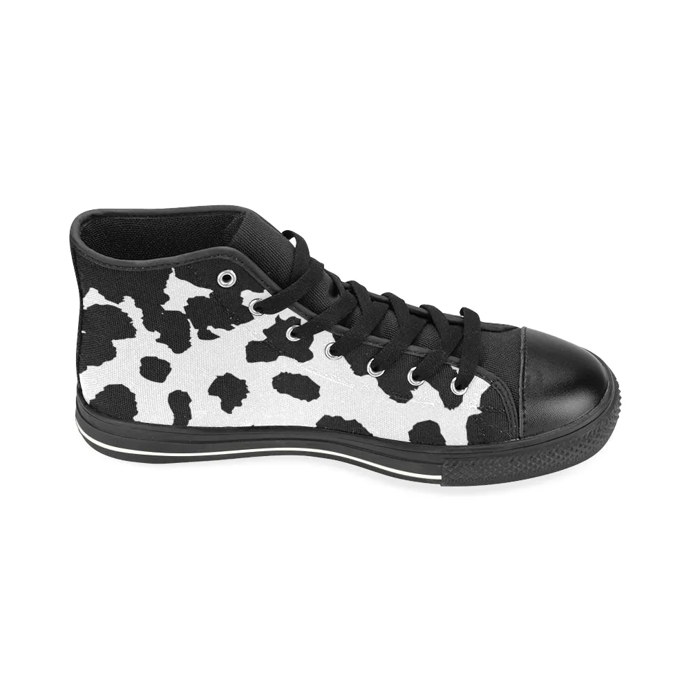 Women's Big Size B/W Cow Print High Top Canvas Shoes