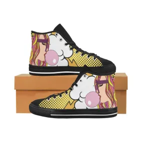 Women's Bubble Gum Pop Art Print Canvas High Top Shoes