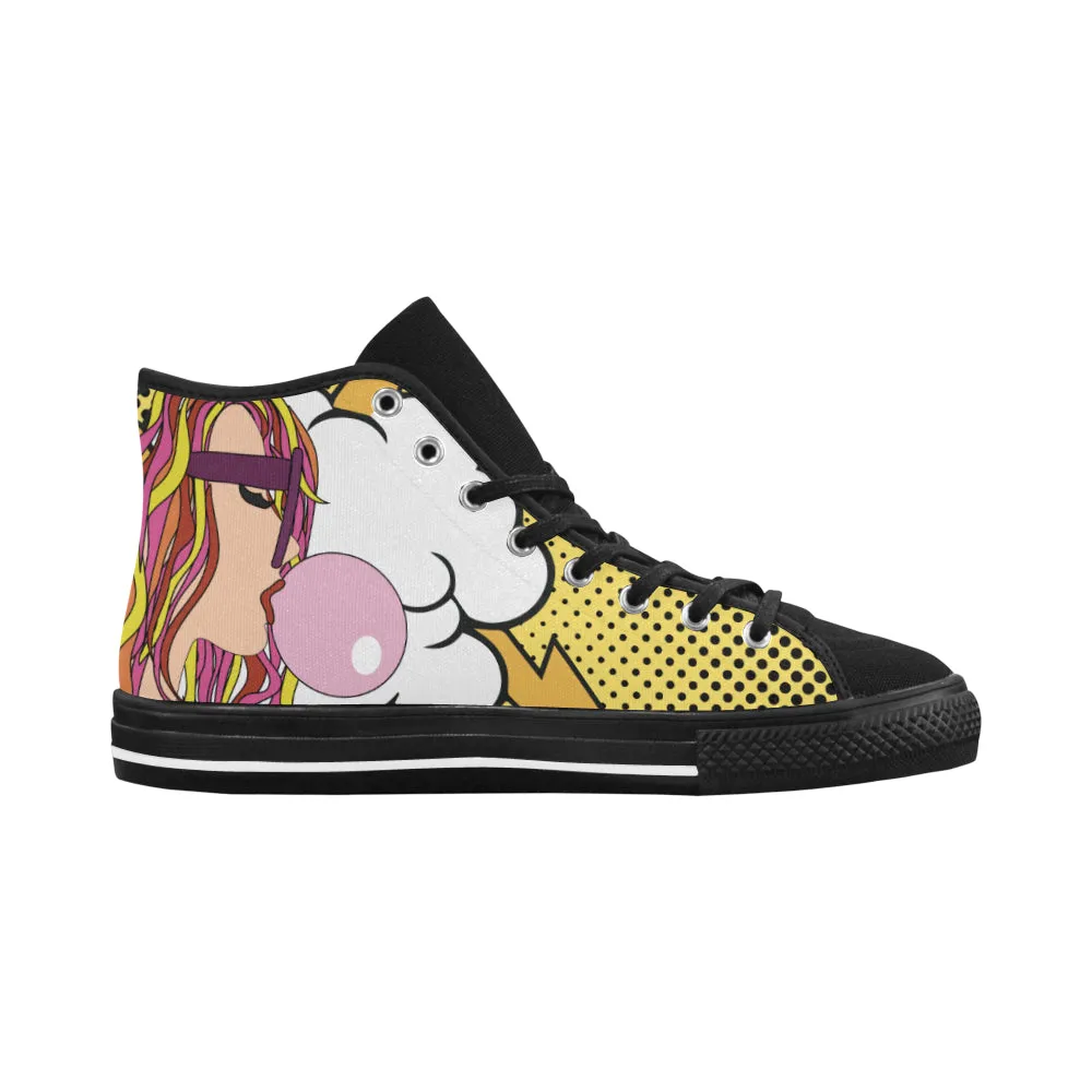 Women's Bubble Gum Pop Art Print Canvas High Top Shoes